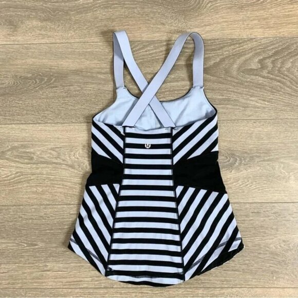 Lululemon Work It Out Tank Top Sea Stripe Polar Haze Black Black Size 4 - Picture 9 of 11